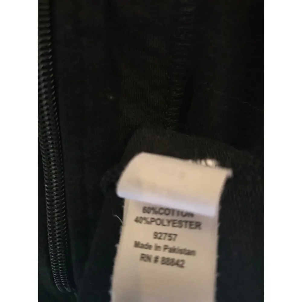 Dreams & Co Pajamas M (14/16)‎ Womens Black Full Zip Short Sleeve Pockets Sleep